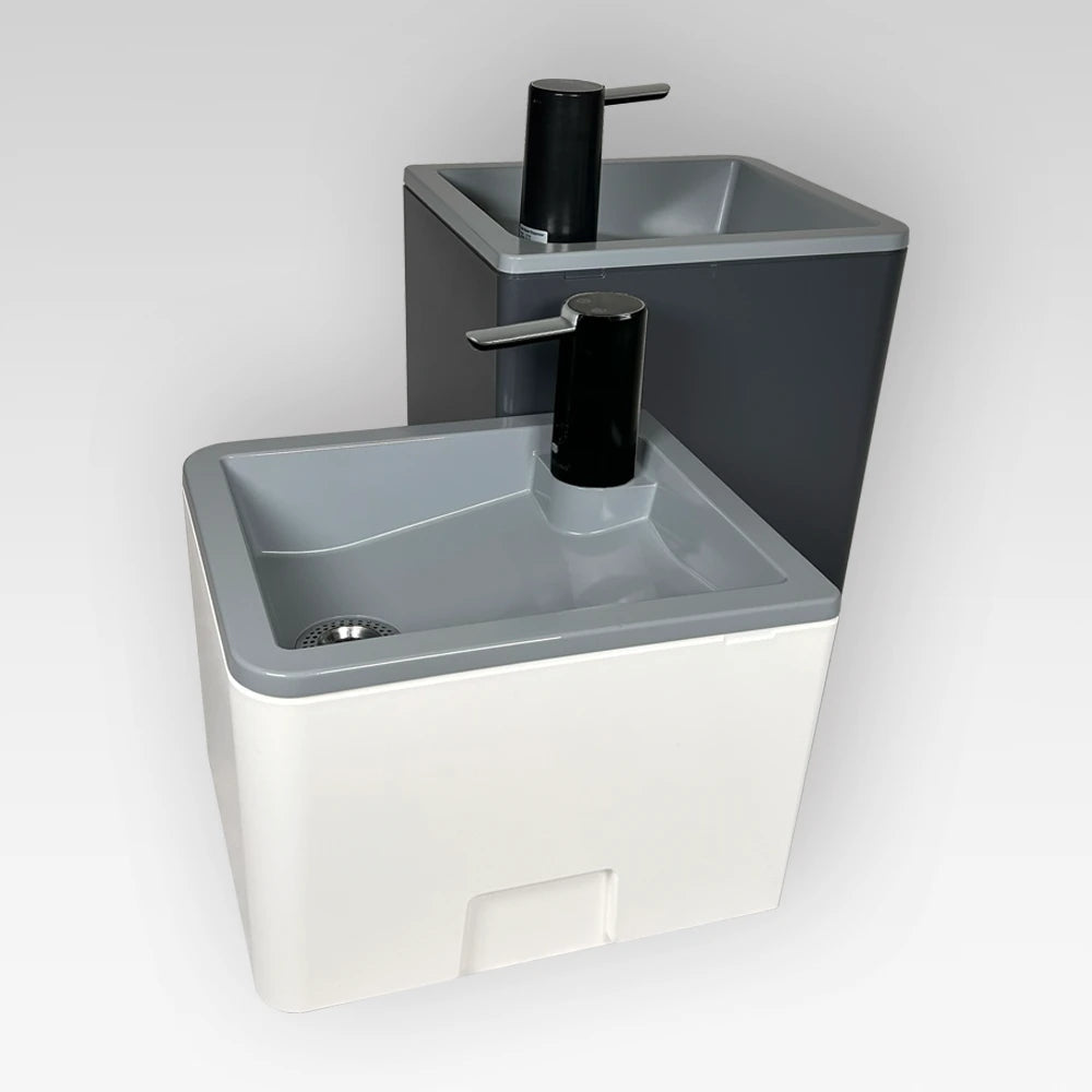 Trelino® Splash S / L • mobiles Waschbecken Weiss / Schwarz und mit oder ohne Deckel
