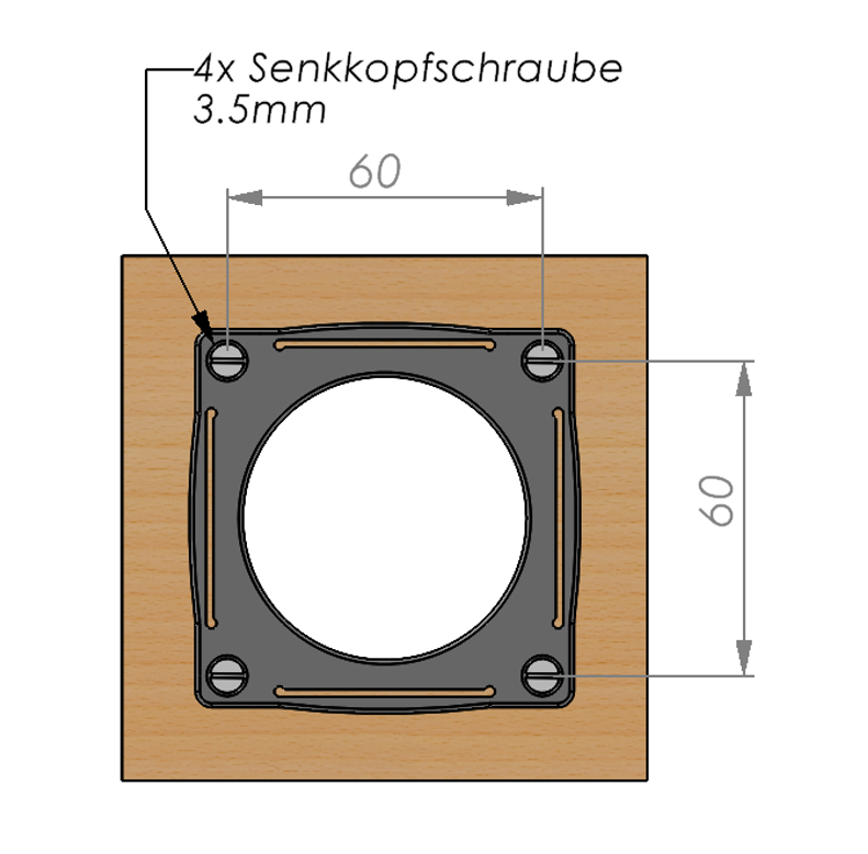 60mm Warmluftauslass Flach, Gitter aufklippbar