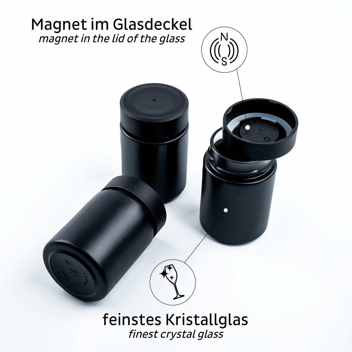 Silwy Feinkost-Magnetgläser ALL BLACK 192 ml