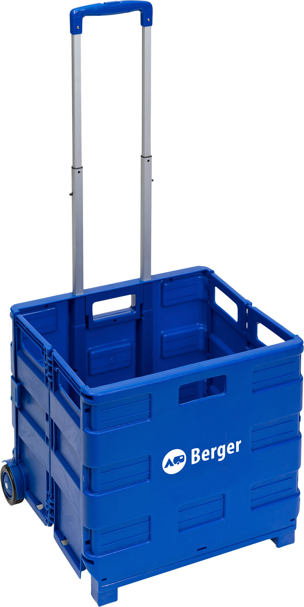 Berger Einkaufstrolley XL faltbar, aufgeklappt mit ausgezogenem Teleskopgriff