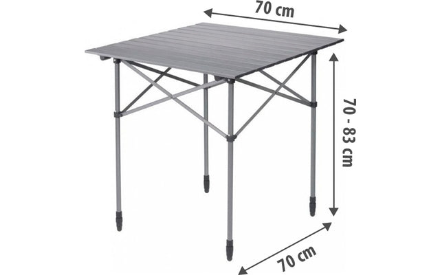 Berger Velino Alu-Campingtisch mit Rollplatte 70 x 70 cm