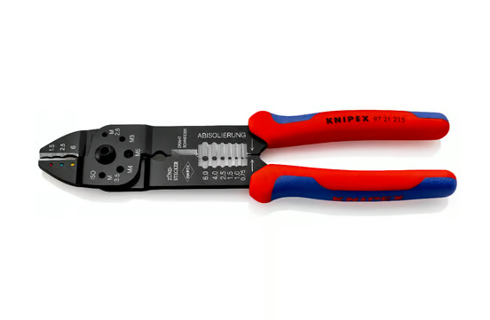 KNIPEX original Crimpzange für isolierte Kabelschuhe, zum abisolieren und schneiden