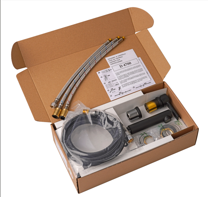 Zurigo - Line, robinet de lavabo encastré avec raccord de tuyau 10mm extensible