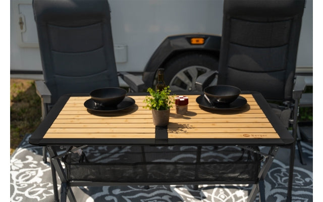 Berger Roya Alu-Bambus Rolltisch schwarz 110 x 70 cm