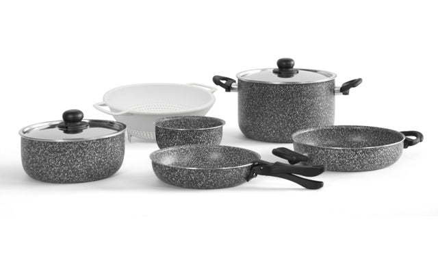 Berger Stone Rock Topfset in Granit-Optik mit Antihaftbeschichtung 10 tlg.
