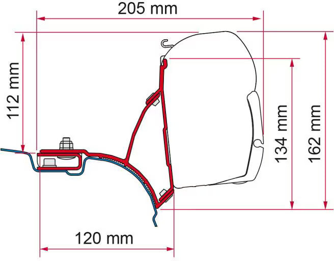 Wandmarkisenset Fiamma F45S - schwarz - VW T5/T6 Multivan - 263cm