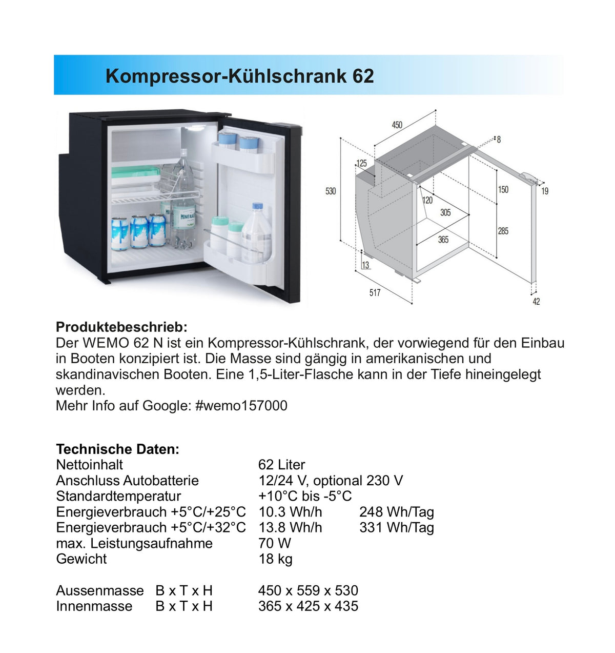 Kompressor Kühlschrank in DIVERSEN GRÖSSEN mit Gefrierfach