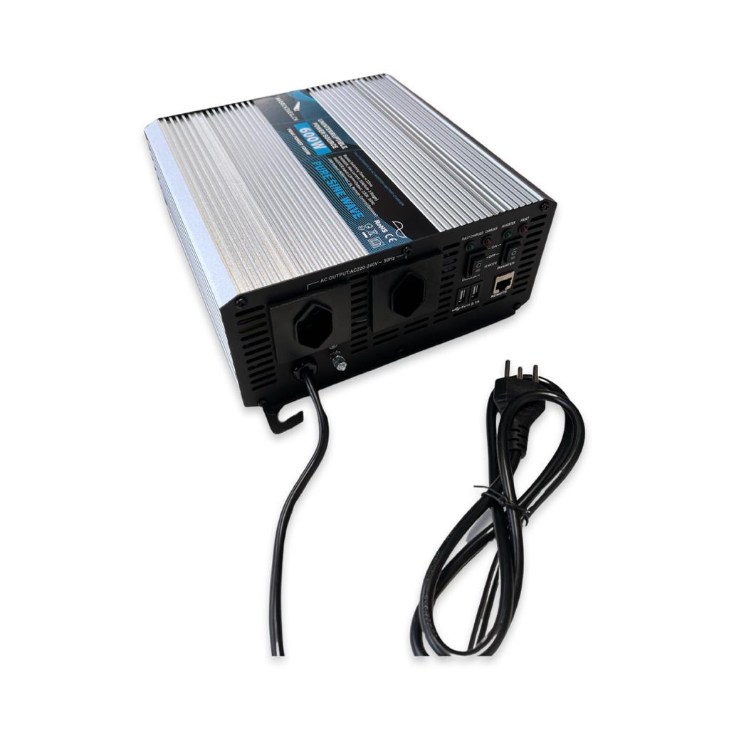 Onduleur 3en1 haut de gamme avec 600W de puissance continue, priorité (bypass) et chargeur de batterie