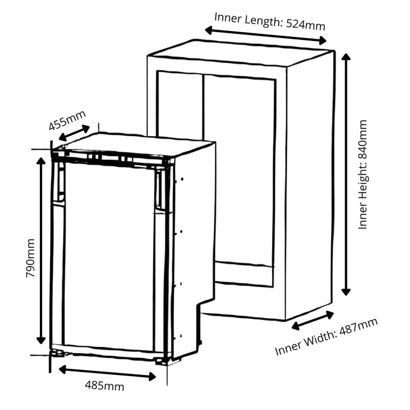 Kompressor-Einbaukühlschrank PUNDMANN 85 l, Türe von beiden Seiten öffenbar