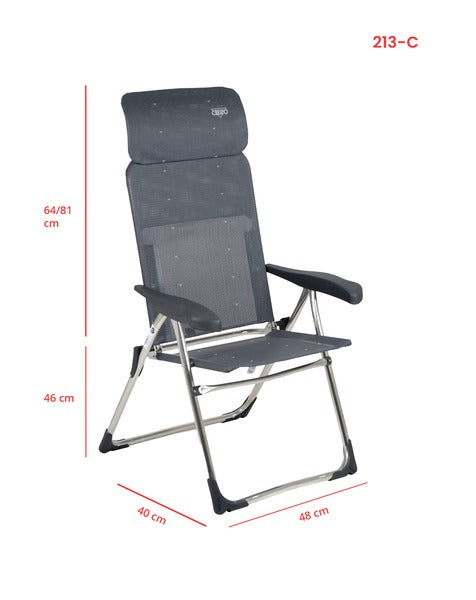 Crespo Campingstuhl AL-213 ‒ extra kompakt, dunkelgrau, verschiebbare Kopfstütze