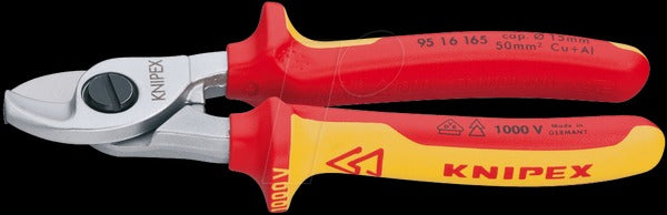 Cisaille à câble Knipex 165 mm Cisaille à câble, également pour dénuder, jusqu'à 50mm².