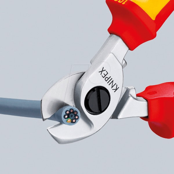 Cisaille à câble Knipex 165 mm Cisaille à câble, également pour dénuder, jusqu'à 50mm².
