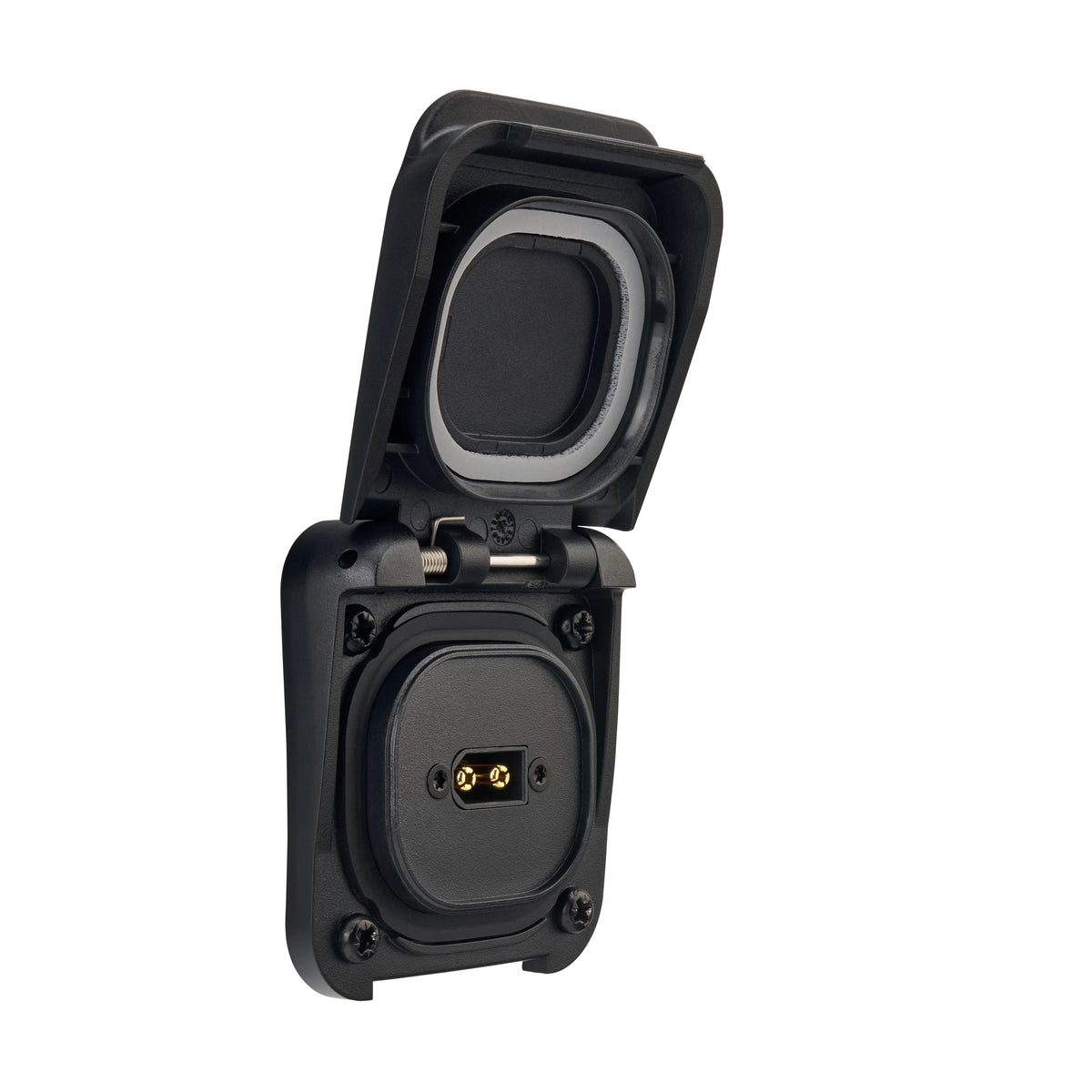 Scanstrut Ventura XT60 Solaranschluss, Deckel offen mit XT60-Stecker