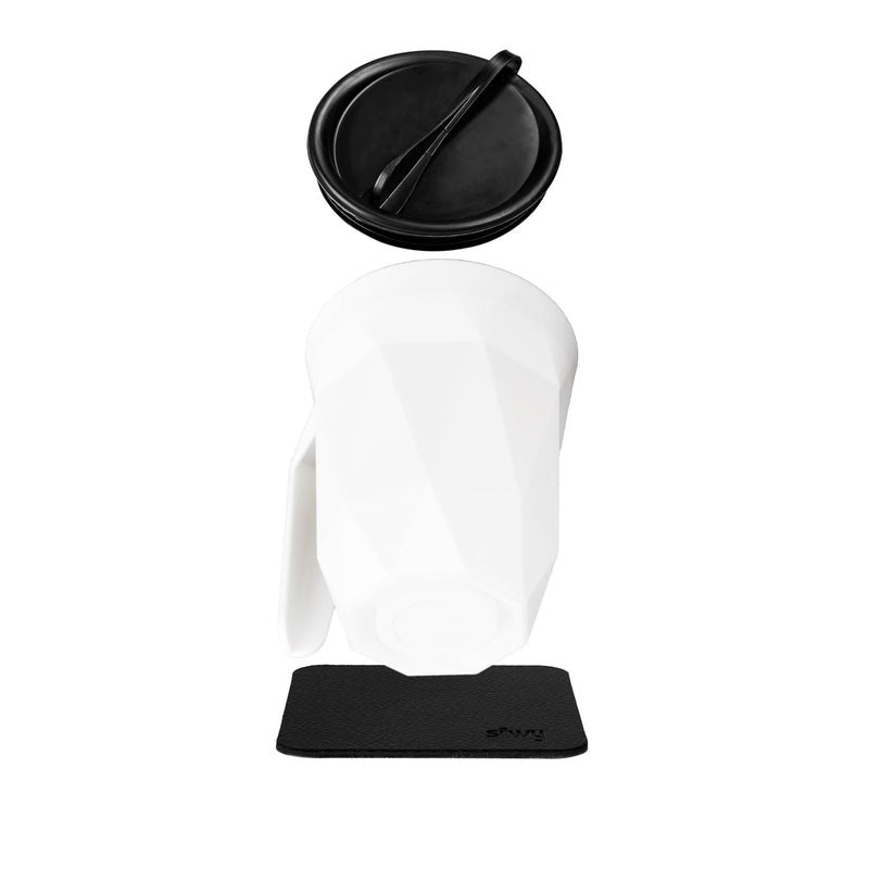 Silwy Tasse magnétique en plastique TO-GO 1 tasse magnétique + 1 couvercle + 1 pad métallique nano-gel BLACK