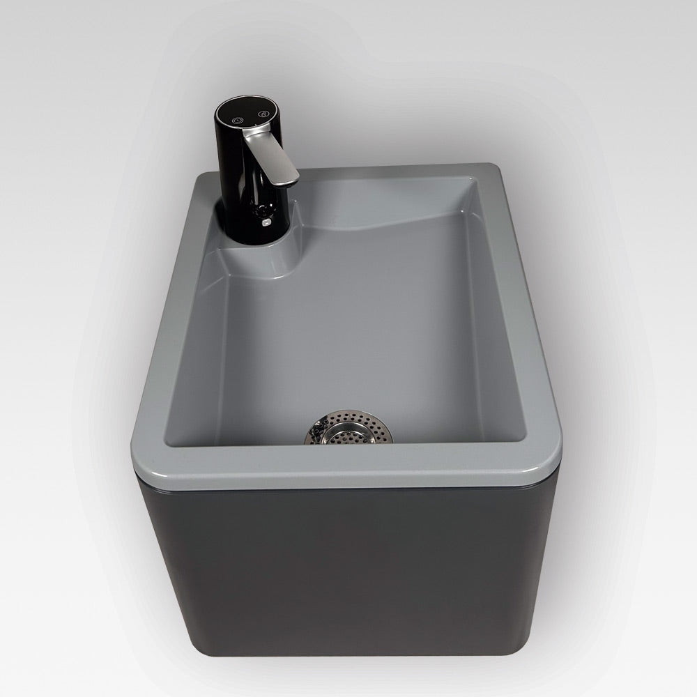 Trelino® Splash S / L • mobiles Waschbecken Weiss / Schwarz und mit oder ohne Deckel
