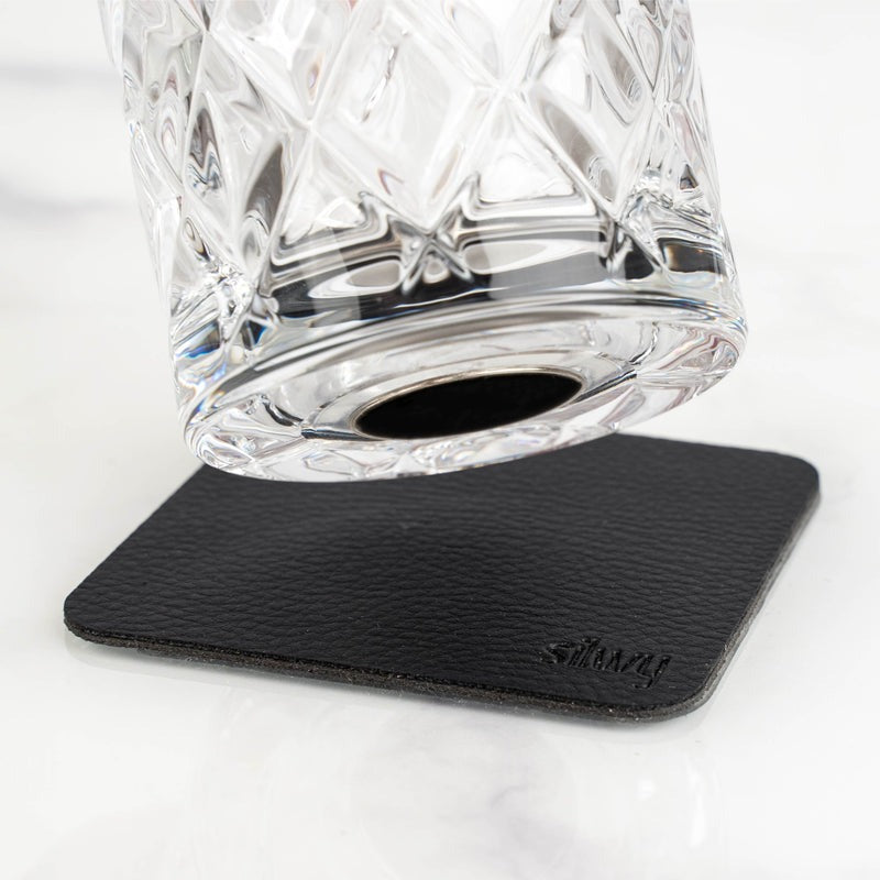 Silwy Magnet-Kristallgläser WHISKY DIAMOND 4 Magnet-Gläser + 4 Metall-Nano-Gel-Pads BLACK