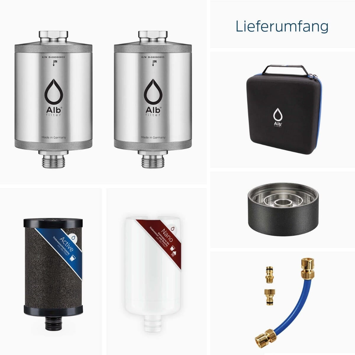Alb Filter® FUSION Active+Nano Trinkwasserfilter | Camping-Set: Mobil GEKA inkl. Camping Koffer | Edelstahl Natur