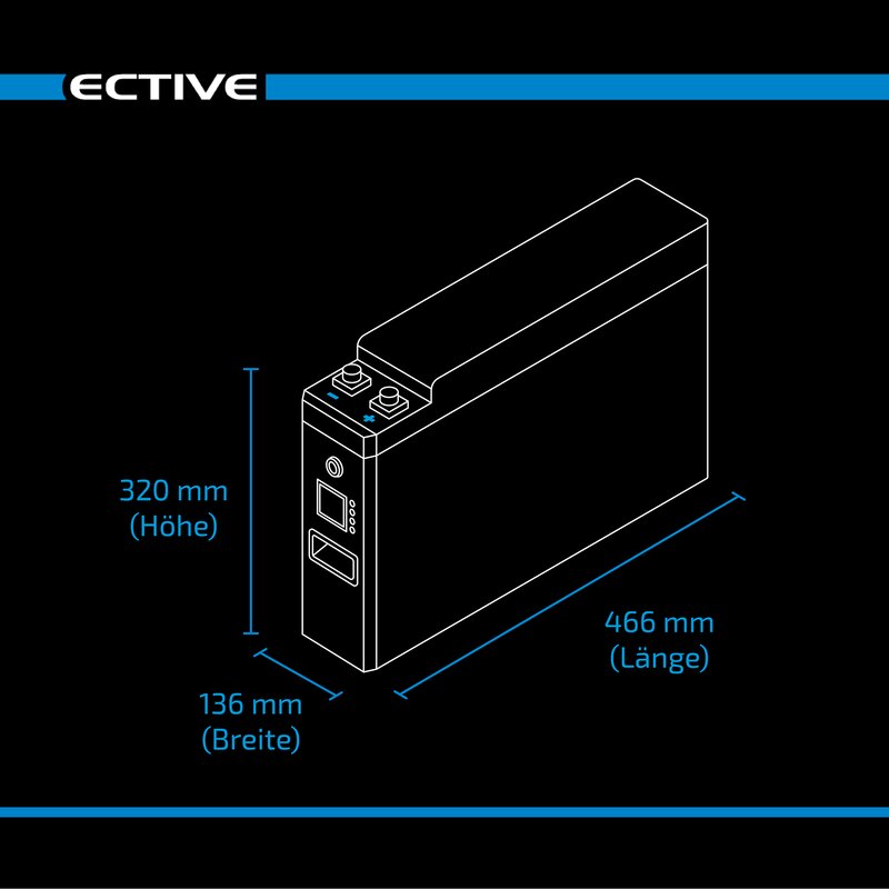 ECTIVE LC 200 SLIM LT Batteria di alimentazione al litio LiFePO4 12V da 200Ah