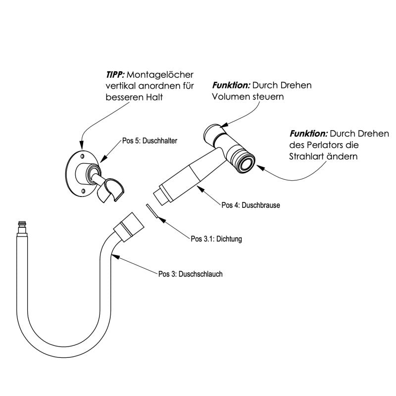 Camper shower Shower with hose and shower holder from Queensize Camper