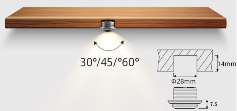 LED Mini-Schwenkspot Ø33mm, Anthrazit – Möbel- & Nischenbeleuchtung