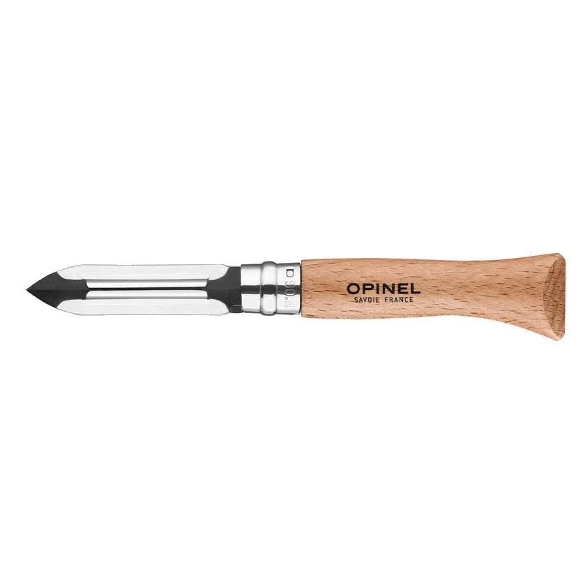 Opinel N°06 Taschenschäler aufgeklappt, Buchenholzgriff