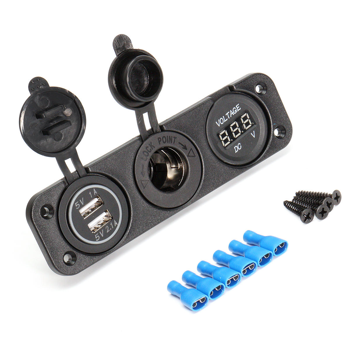 DC 12V Dual-USB Port, mit Zigarettenbuchse und Batterievoltanzeige