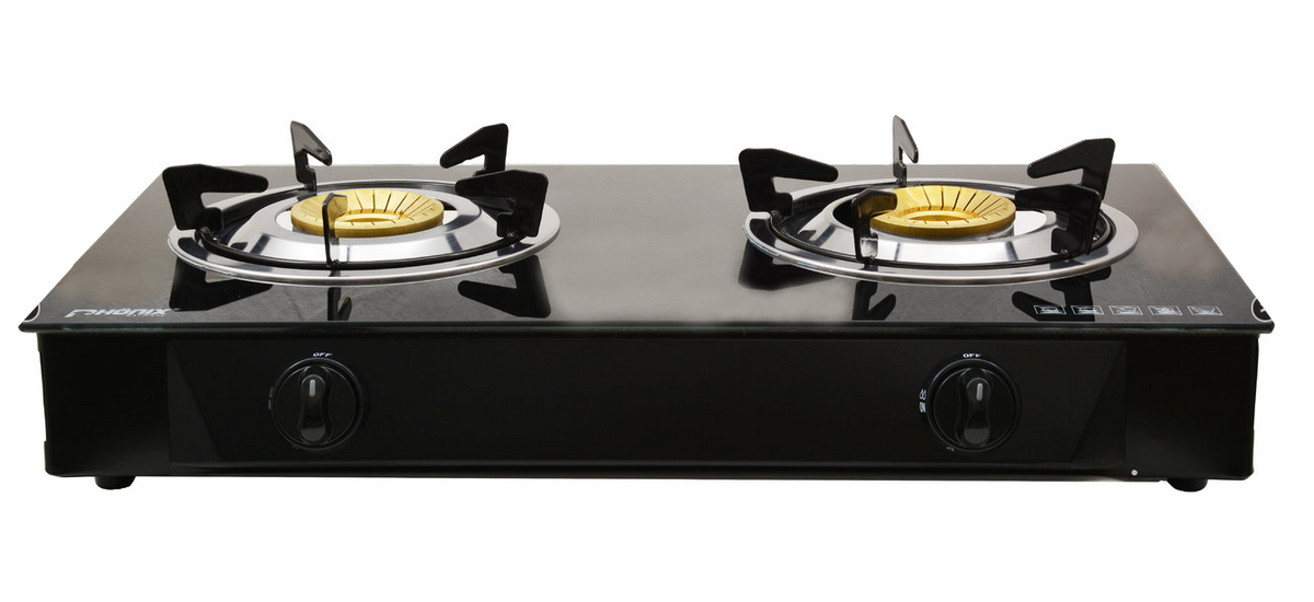 Verre Réchaud à gaz 2 feux PS-2 Cuisinière à gaz GPL avec sécurité d'allumage 8 KW