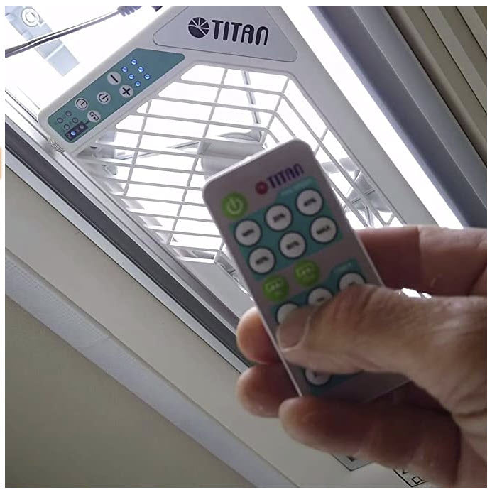Titan- ventilatore per finestre da tetto doppio da 140 mm a 12V DC con controllo wireless per finestre da tetto