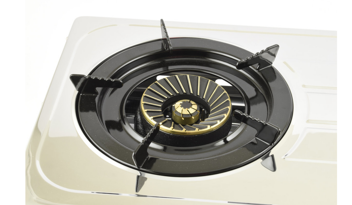 Fornello a gas in acciaio inox a 2 fuochi da campeggio 7,6KW con fornello a propano a fiamma turbo (nj-60)