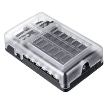 Laden Sie das Bild in den Galerie-Viewer, 12-poliger Sicherungskastenhalter mit LED-Anzeigelampe, inkl. Minusverteiler, bis 32V