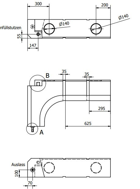 90 Liter Frischwassertank, Radkasten Form