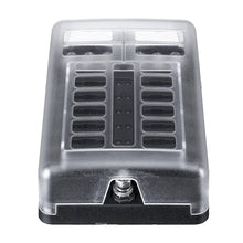 Laden Sie das Bild in den Galerie-Viewer, 12-poliger Sicherungskastenhalter mit LED-Anzeigelampe, inkl. Minusverteiler, bis 32V