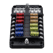 Laden Sie das Bild in den Galerie-Viewer, 12-poliger Sicherungskastenhalter mit LED-Anzeigelampe, inkl. Minusverteiler, bis 32V