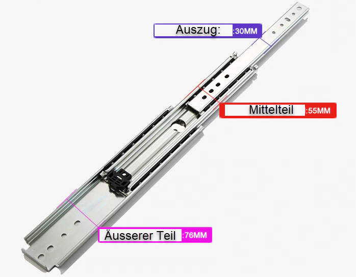 Schwerlast Vollauszugsschienen bis 220Kg, 300mm - 760mm