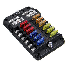 Laden Sie das Bild in den Galerie-Viewer, 12-poliger Sicherungskastenhalter mit LED-Anzeigelampe, inkl. Minusverteiler, bis 32V