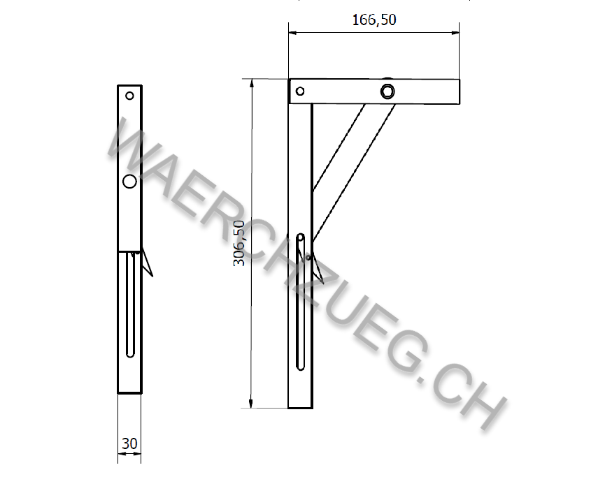 30x16cm Edelstahl Klappregal Tischhalterung Klappenstütze, Traglast 250kg