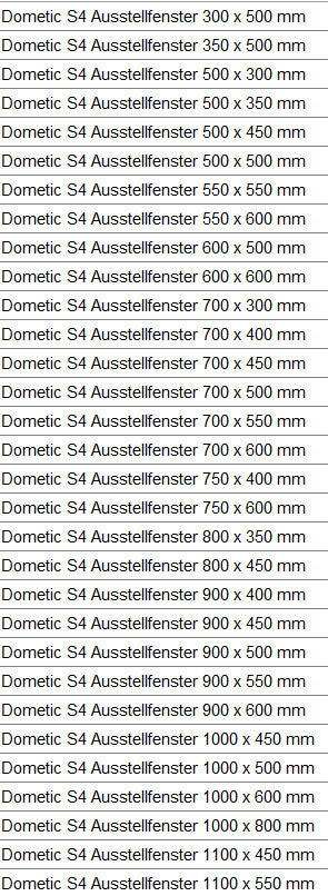 Dometic, S4, Ausstellfenster, div. Grössen