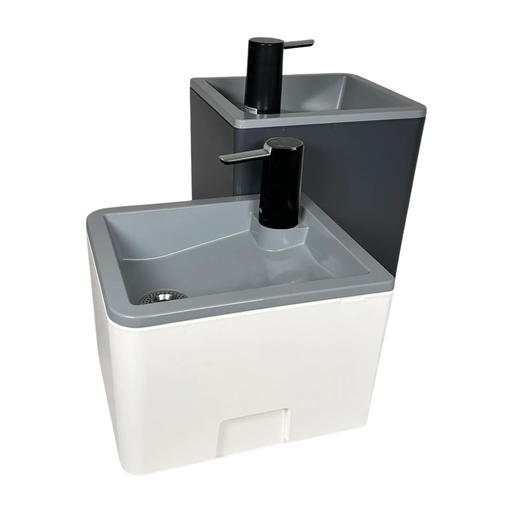 Trelino® Splash S / L • mobiles Waschbecken Weiss / Schwarz und mit od