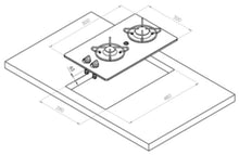 Laden Sie das Bild in den Galerie-Viewer, Einbau-Gaskochfeld 2-flammig - Brenner hintereinander aus hochwertigem Sicherheitsglas