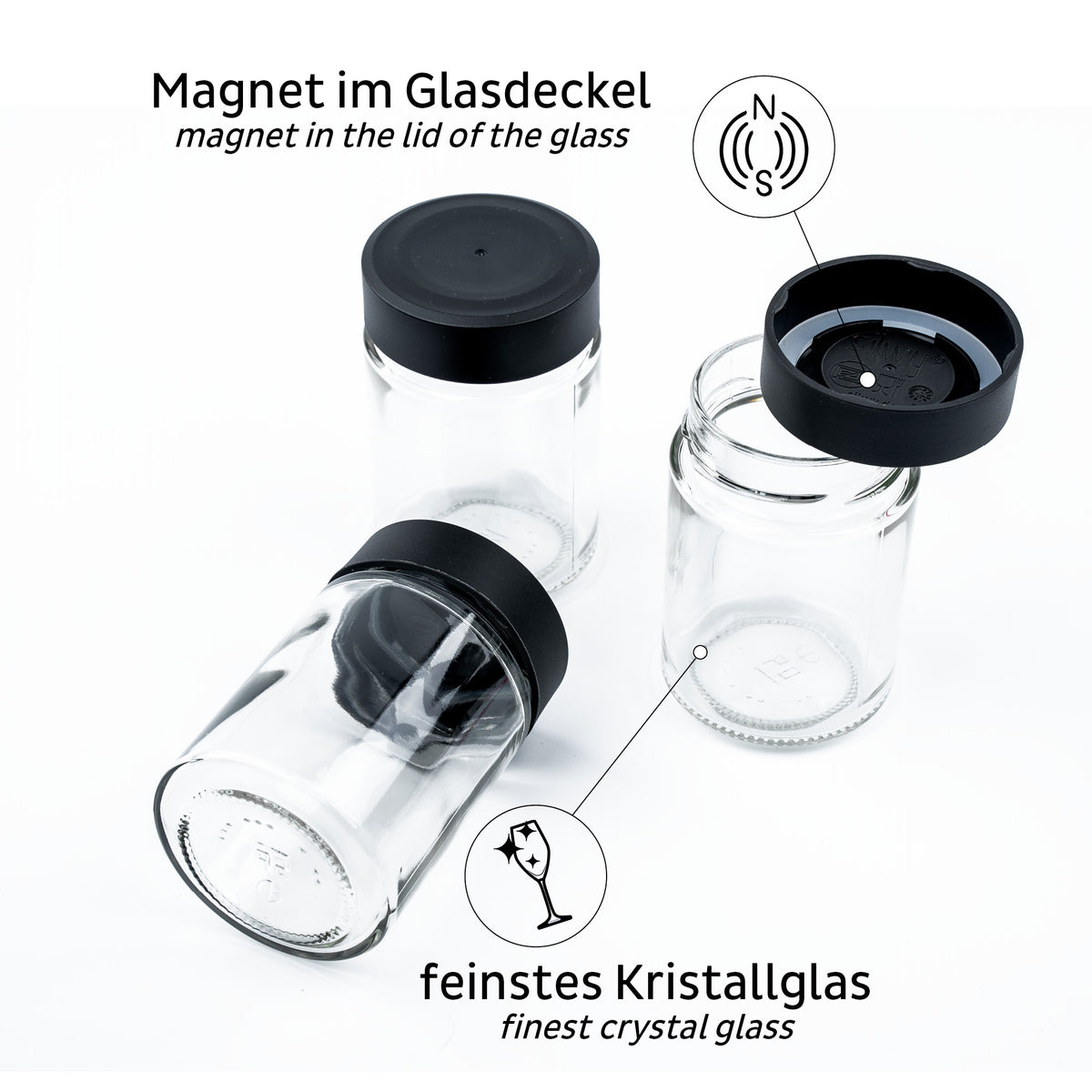 Silwy Verres magnétiques d'épicerie fine BLACK & CLASSY 192 ml