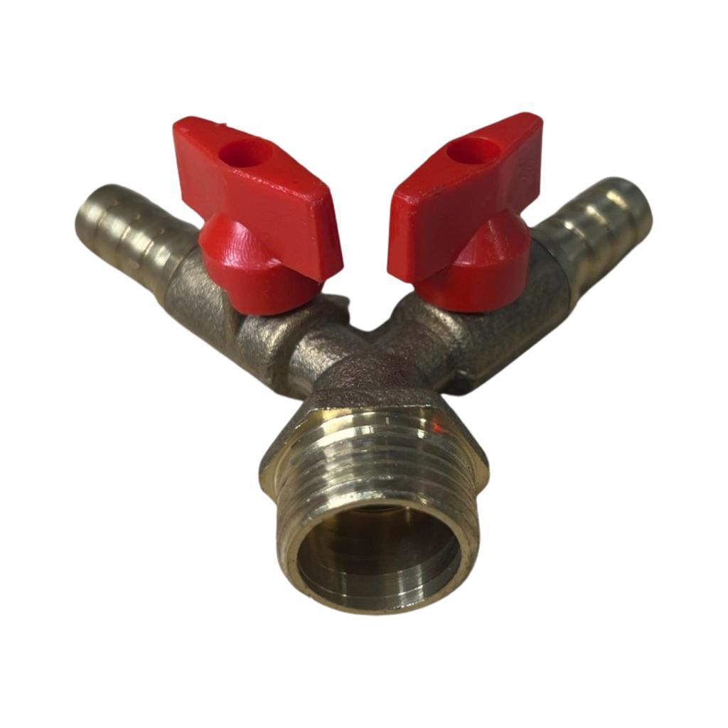 10mm Y-Stück mit 2x Abschliesshahn und 1x 1/2 Aussengewinde