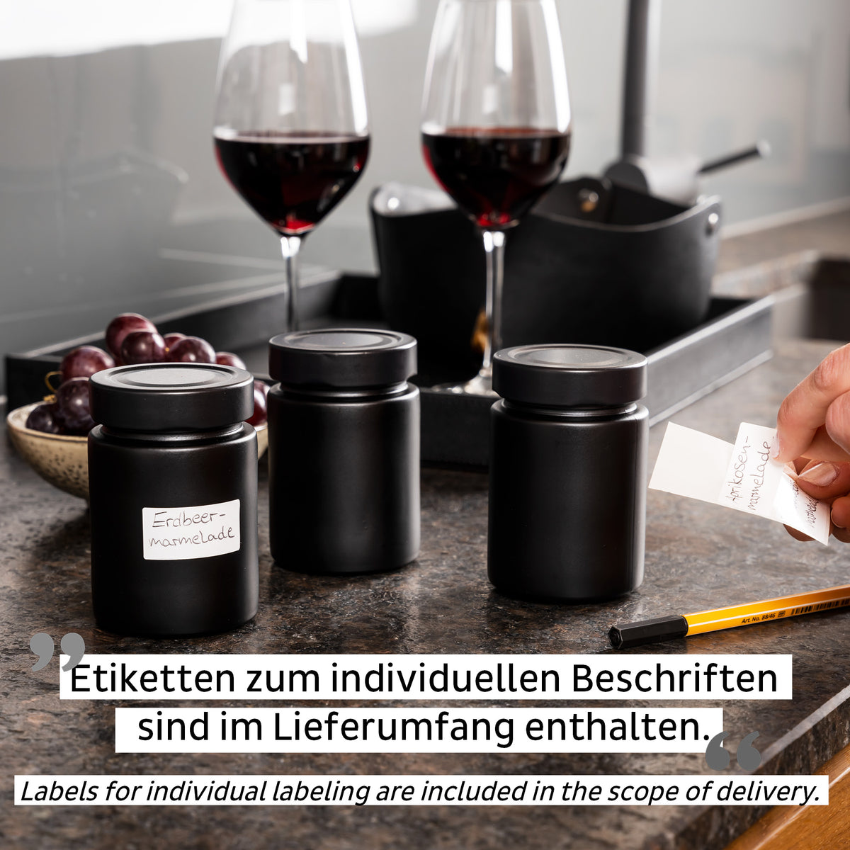 Silwy Feinkost-Magnetgläser ALL BLACK 192 ml