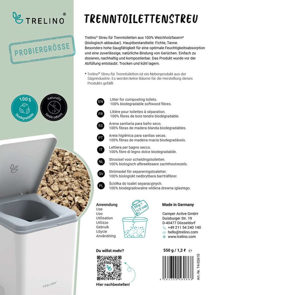 Trelino® • Trenntoilettenstreu 1,2 Liter Probiergröße