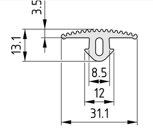 Abdeckprofil für 40x40 oder 40x80 Profile, Meterware