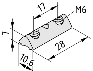 Nutenstein Extrastark, einschwenkbar 2x M6