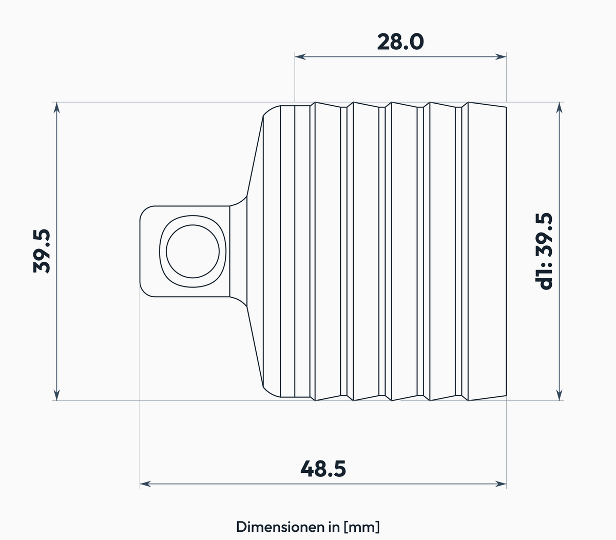 Verschlussstopfen 39.5 mm – Masszeichnung