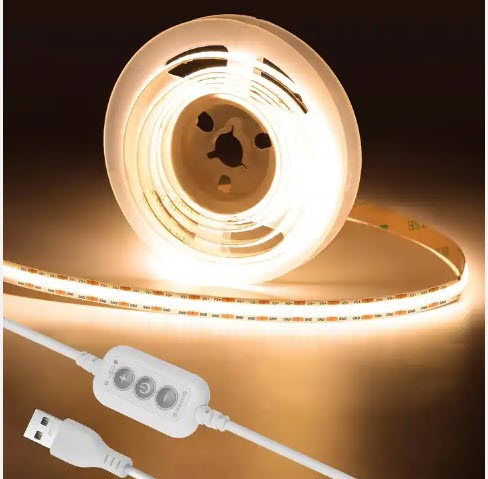 5M USB- 5V LED COB LED Band selbstklebend, 3000K 320Leds