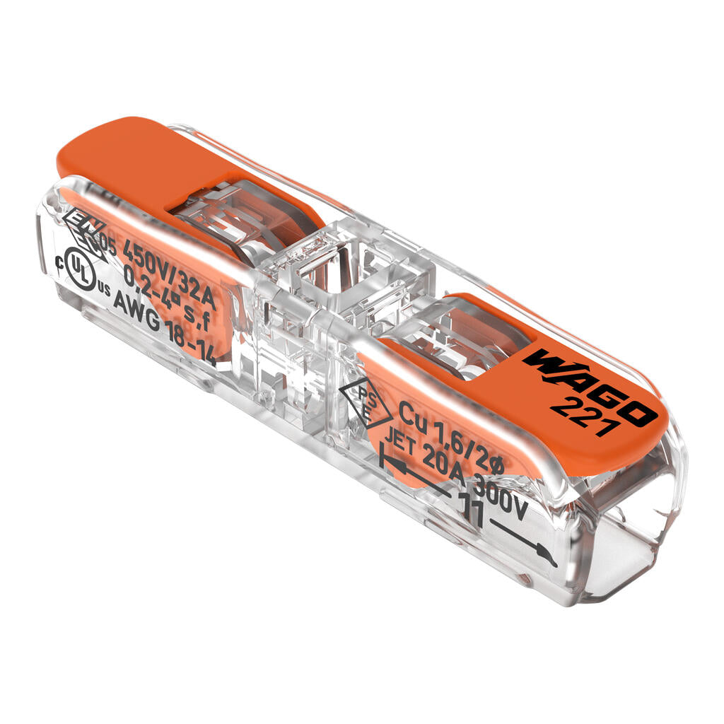 WAGO 221-2411 Durchgangsverbinder mit Hebel, transparent