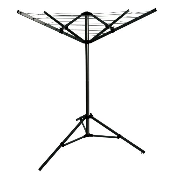 Wäschespinne Premium schwarz matt mit Alu-Stativ