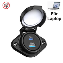 Laden Sie das Bild in den Galerie-Viewer, 12V USB-A und USB-C PD3 100W bis 20V, für Handy Schnellladung und Laptop geeignet, ohne Beleuchtung